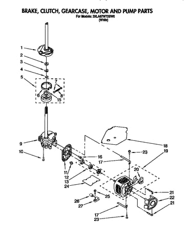 Brake, clutch, gearcase, motor and pump