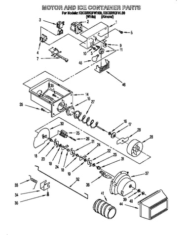 Motor and ice container