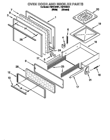 Oven door and broiler