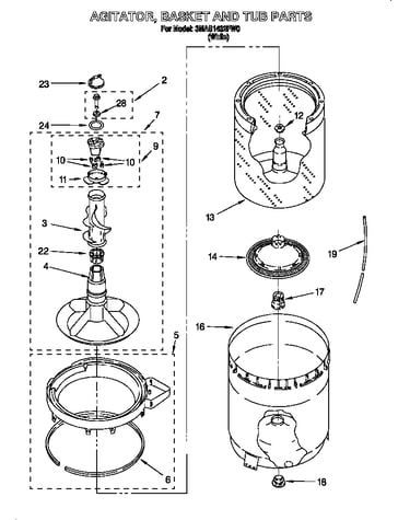 Agitator, basket and tub