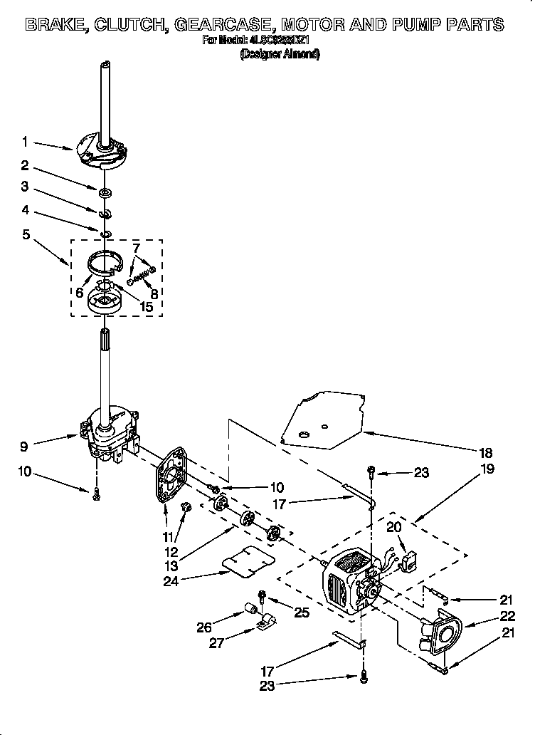 Brake, clutch, gearcase, motor and pump