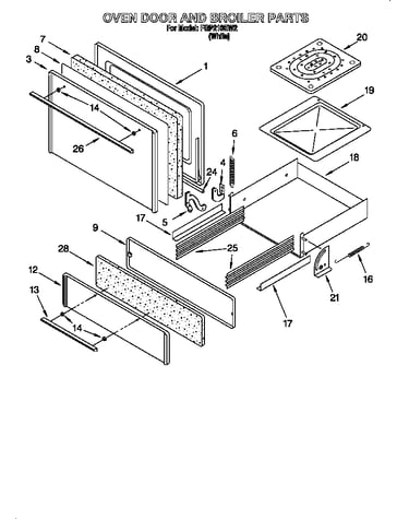 Oven door and broiler