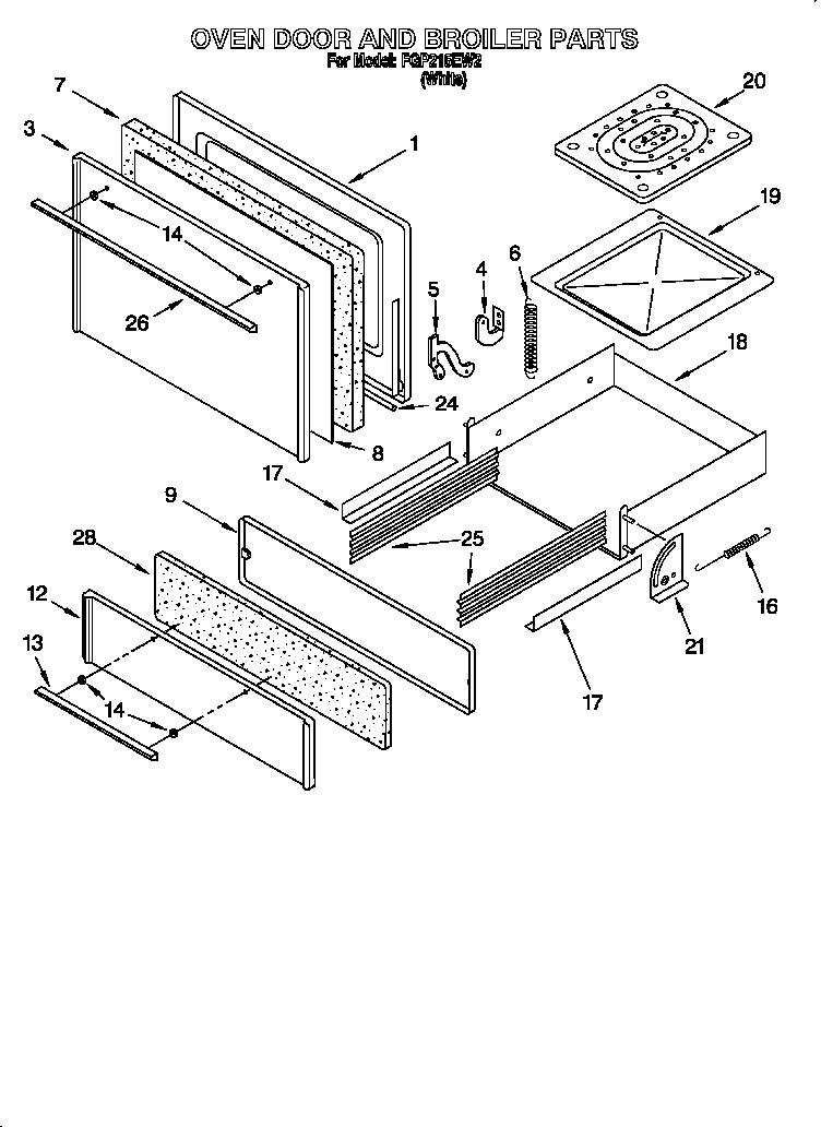 Oven door and broiler