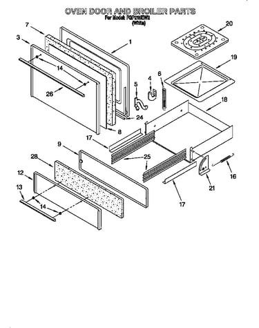 Oven door and broiler