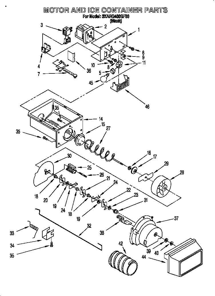 MOTOR AND ICE CONTAINER