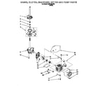 Whirlpool CAW1762EW0 brake, clutch, gearcase, motor and pump diagram