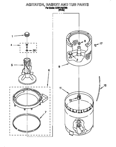 Agitator, basket and tub