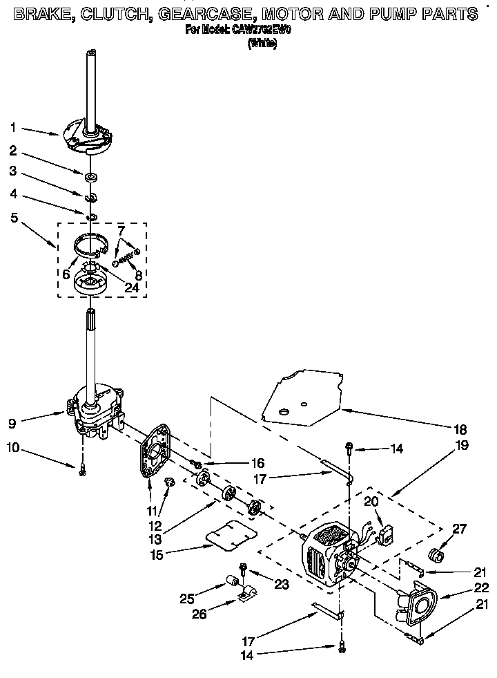 BRAKE, CLUTCH, GEARCASE, MOTOR AND PUMP