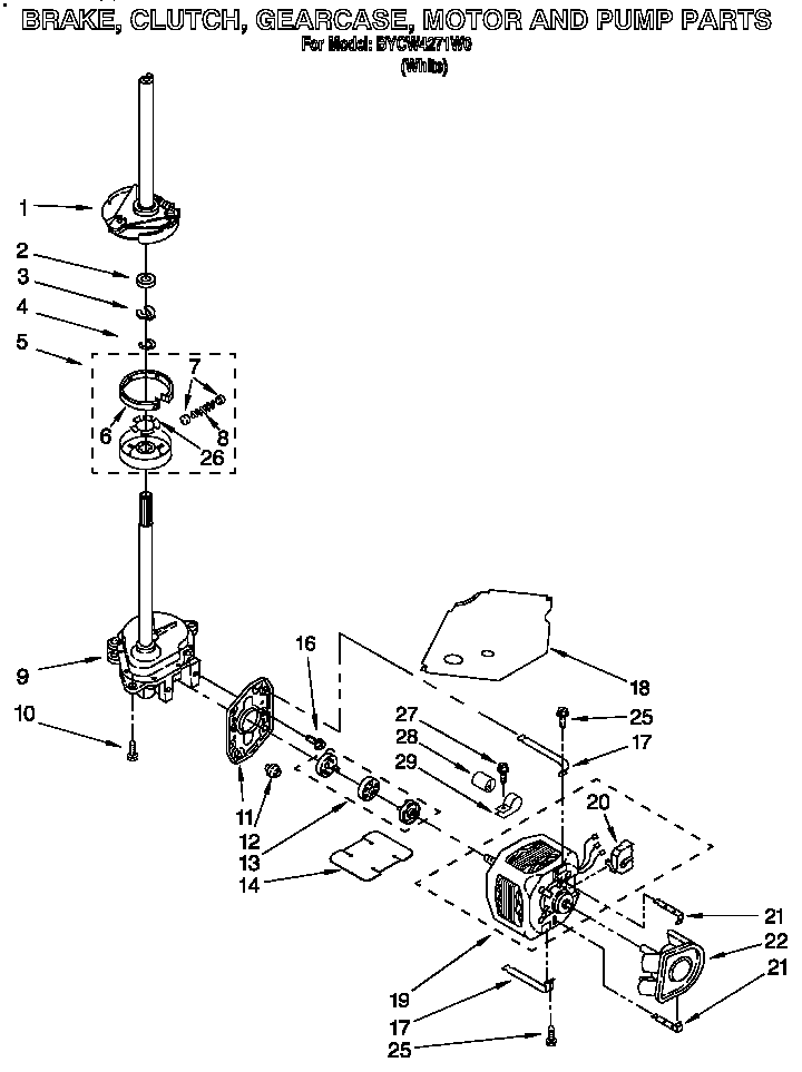 BRAKE, CLUTCH, GEARCASE, MOTOR AND PUMP