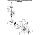 Whirlpool BYCW4271W0 brake, clutch, gearcase, motor and pump diagram