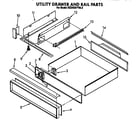 KitchenAid KEDH207YBL0 utility drawer and rail diagram