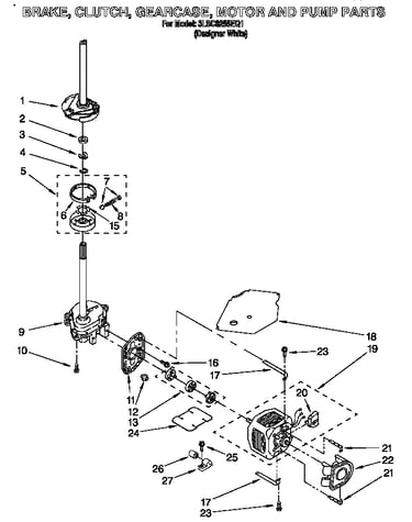 Brake, clutch, gearcase, motor and pump