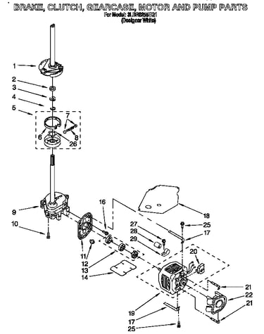 Brake, clutch, gearcase, motor and pump