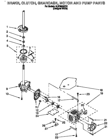 Brake, clutch, gearcase, motor and pump