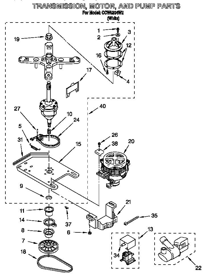 Transmission, motor and pump