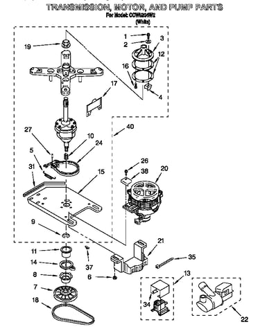 Transmission, motor and pump