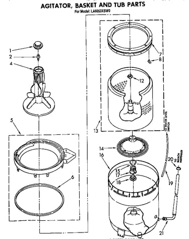 Agitator, basket and tub
