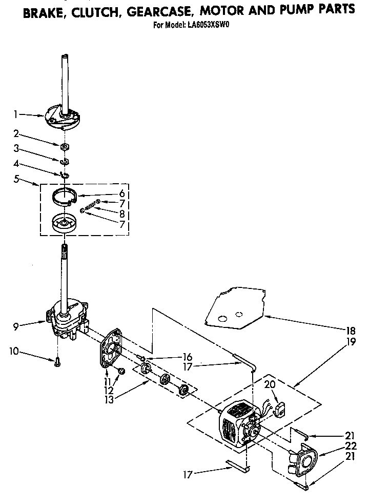 Brake, clutch, gearcase, motor and pump