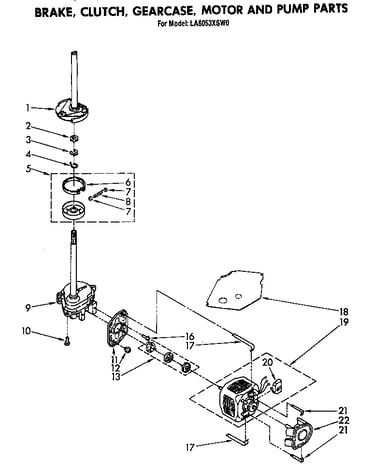 Brake, clutch, gearcase, motor and pump