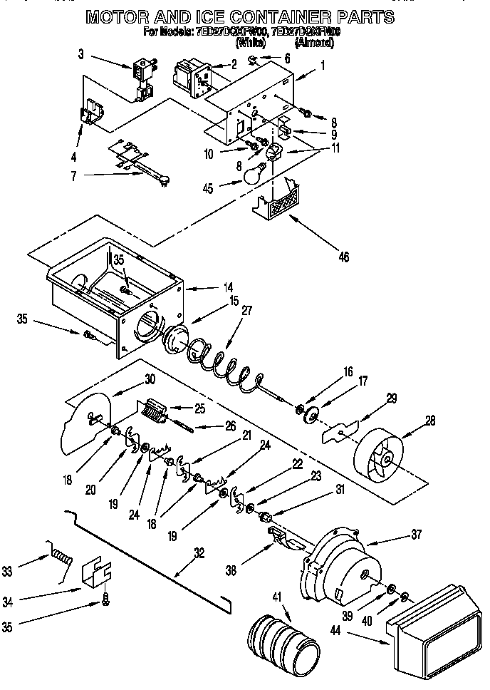Motor and ice container