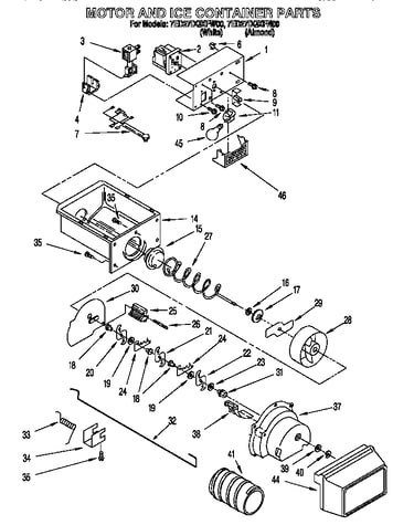 Motor and ice container