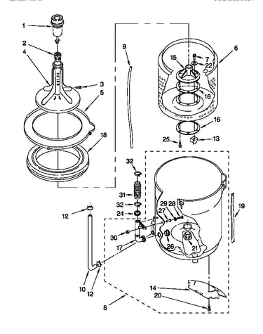 Agitator, basket and tub