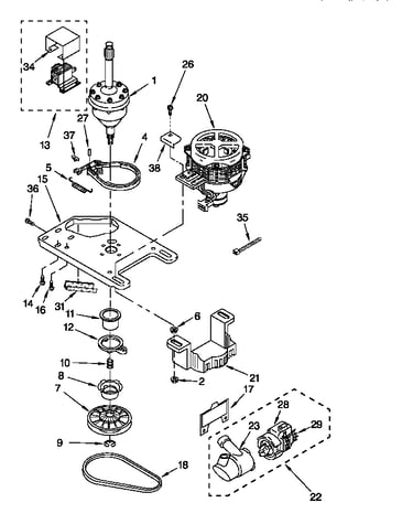 Brake, clutch, gearcase, motor and pump