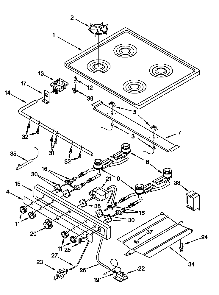 Cooktop and manifold