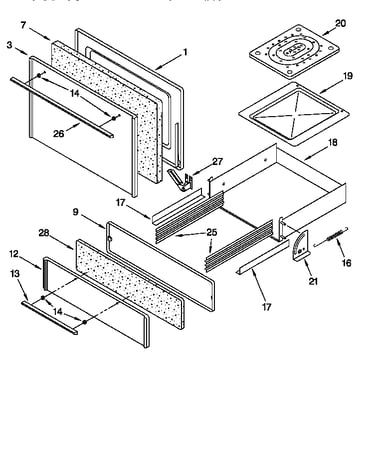 Oven door and broiler