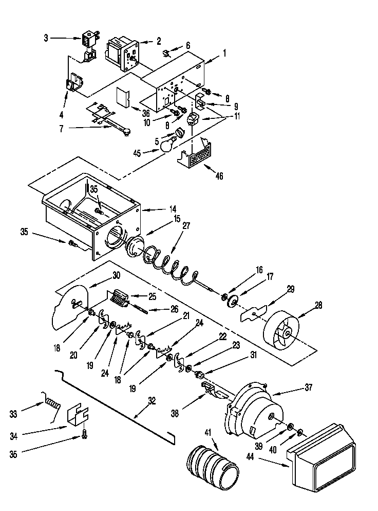 Motor and ice container