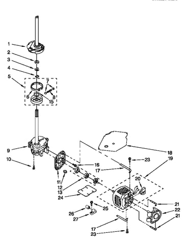Brake, clutch, gearcase, motor and pump