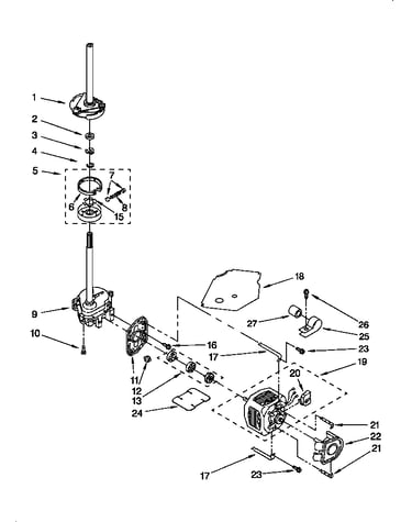 Brake, clutch, gearcase, motor and pump