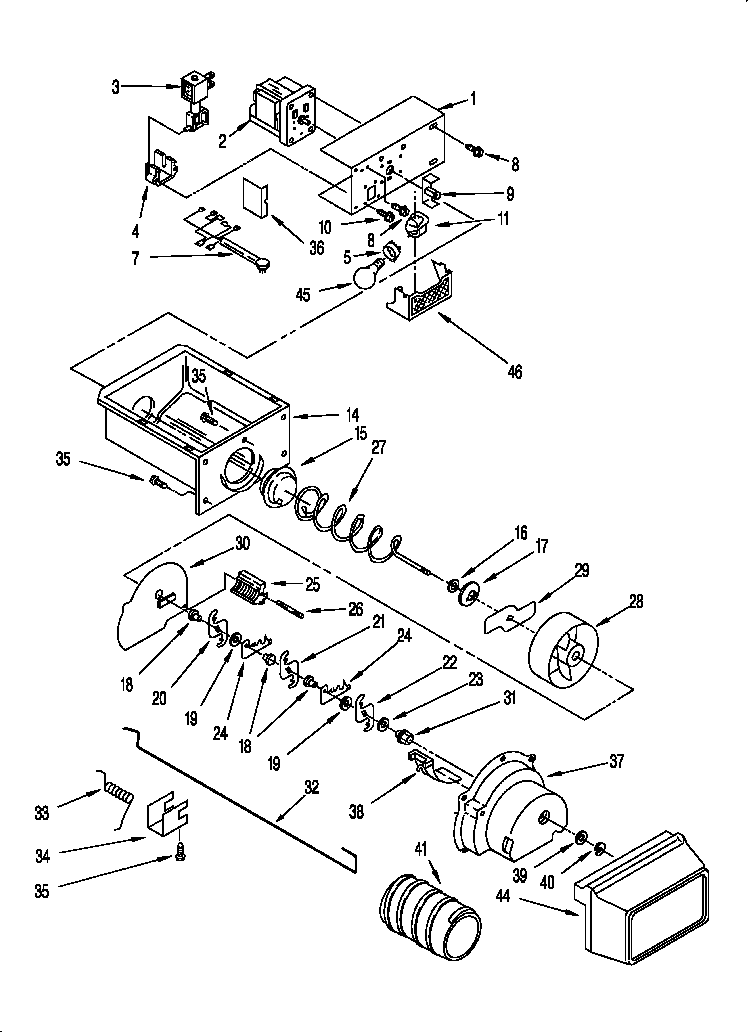 Motor and ice container