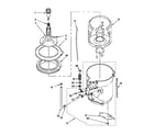 Whirlpool CCW5264W1 agitator, basket and tub diagram