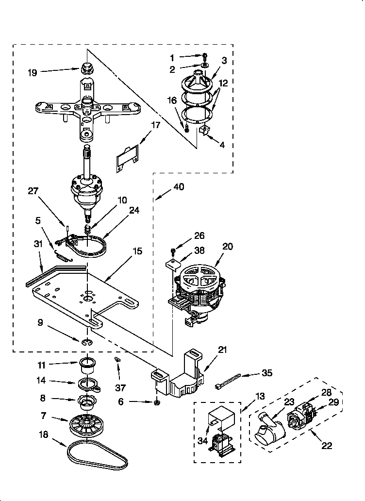 Transmission, motor and pump