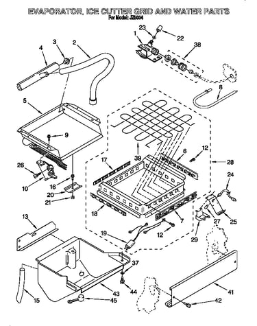 Evaporator, ice cutter grid and water