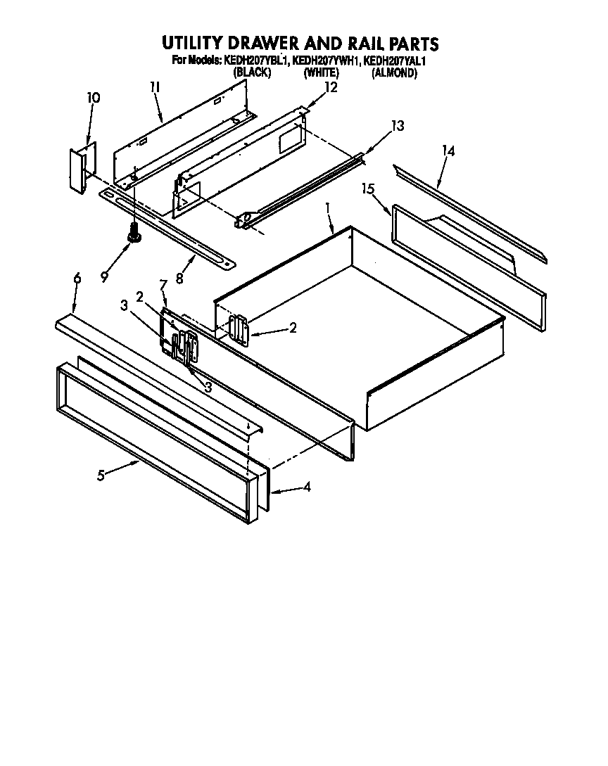 Utility drawer and rail
