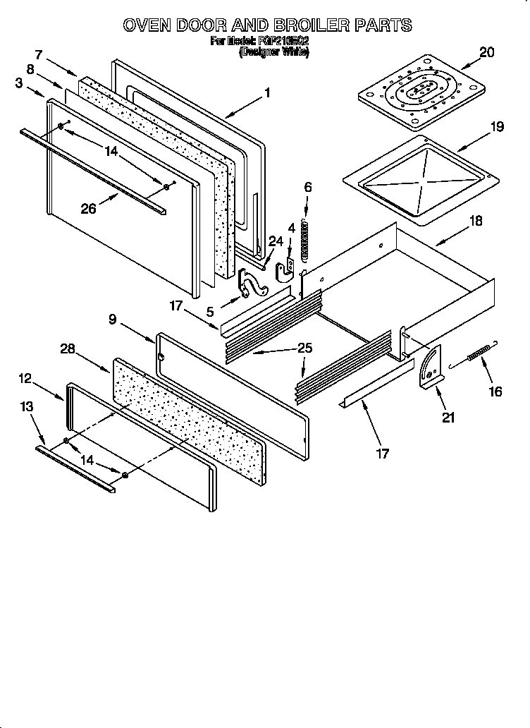 Oven door and broiler