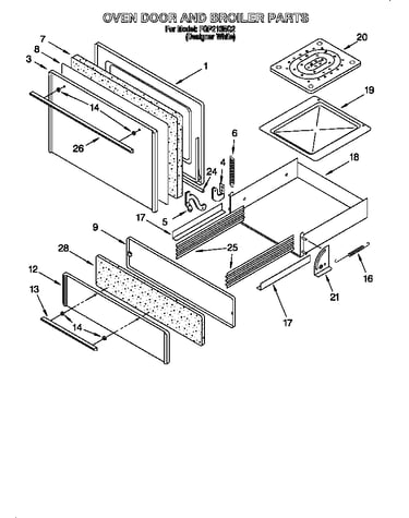 Oven door and broiler