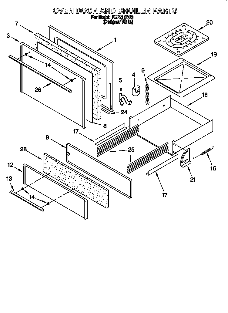 Oven door and broiler