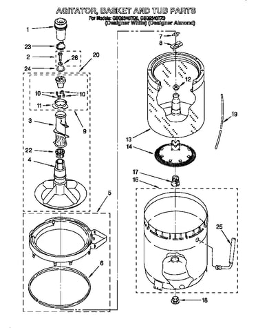 Agitator, basket and tub