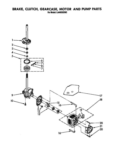 Brake, clutch, gearcase, motor and pump