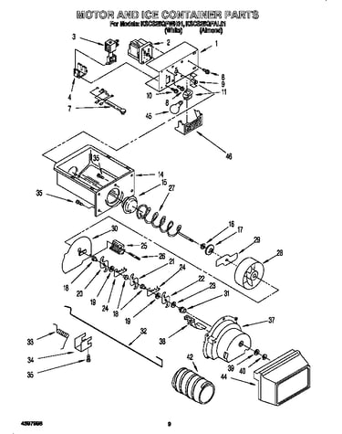 Motor and ice container