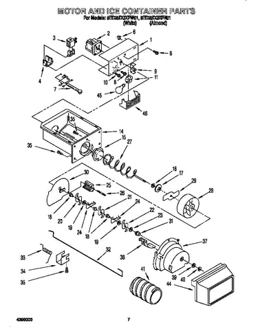 Motor and ice container
