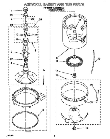 Agitator, basket and tub