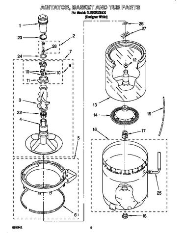 Agitator, basket and tub