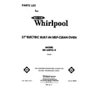Whirlpool RB160PXL0 front cover diagram