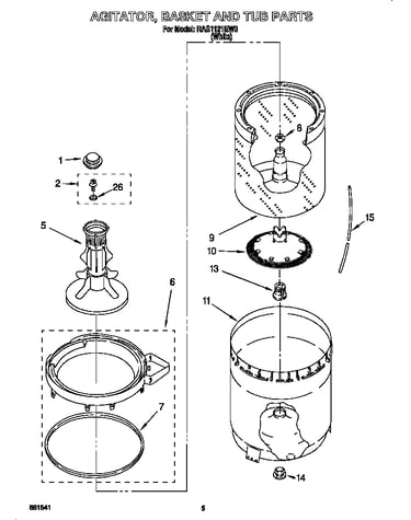 Agitator, basket and tub