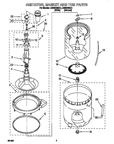 Agitator, basket and tub