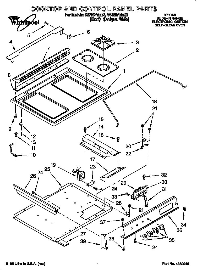 Cooktop and control panel